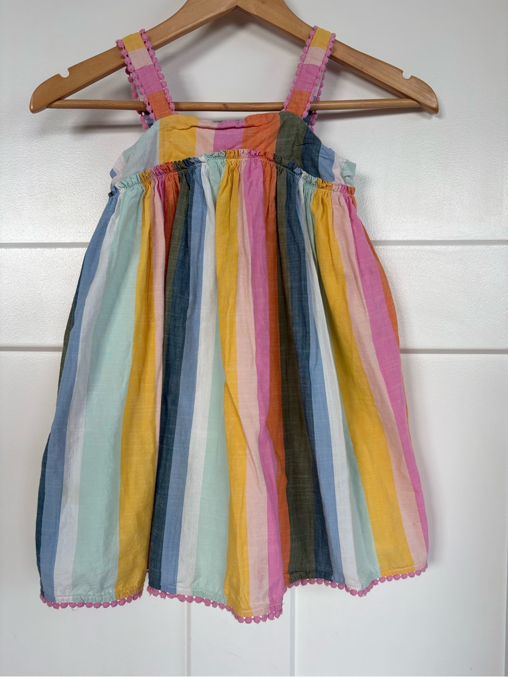 Girls' Rainbow Multicolor Stripe Sundress - Pink & Yellow Straps By Tahari S: 6